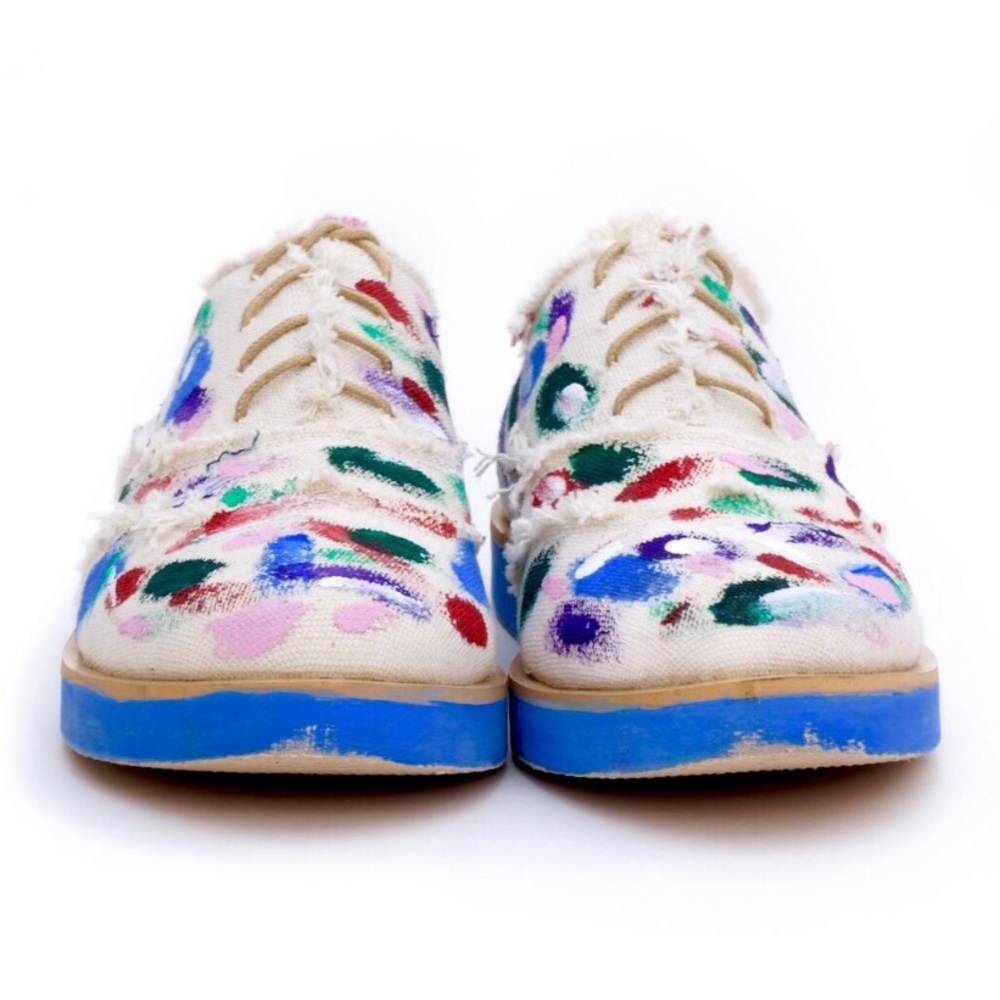 RARE Anouki Hand-Painted Multicolor Canvas Brogues